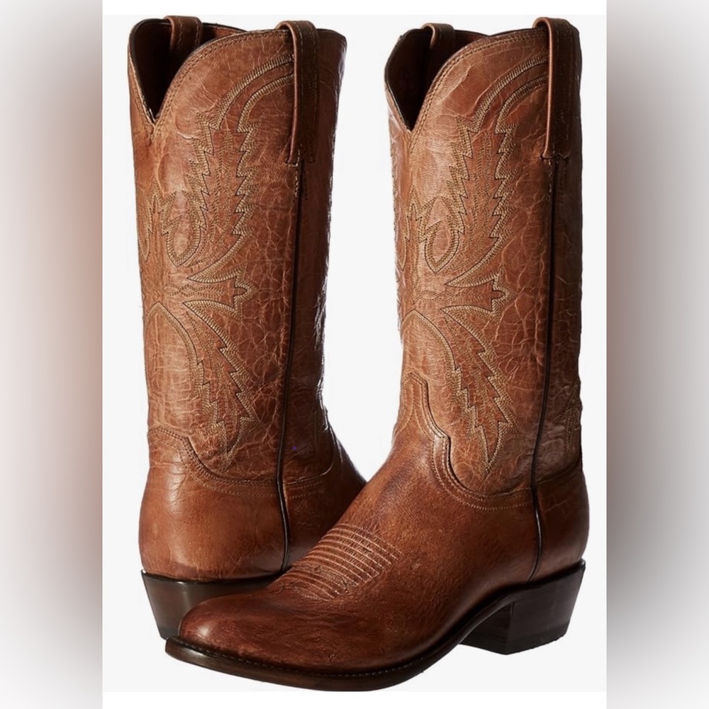Lucchese Clayton Brown Leather Western Cowboy Boots 10 E